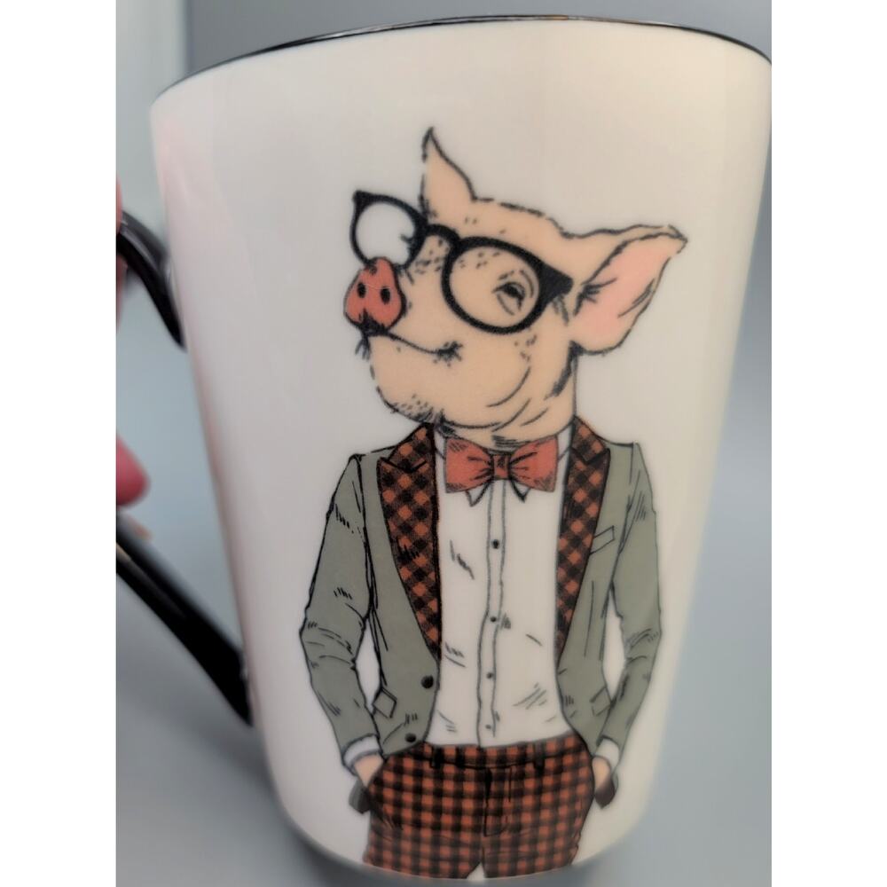 Hipster Pig in Glasses Anthropomorphic Animal Coffee Tea Mug - Signature 16.5 oz - Picture 10 of 11